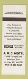 Matchbook Cover - ABC Motel Windsor ON