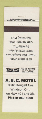 Matchbook Cover - ABC Motel Windsor ON