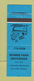 Matchbook Cover - Bonnie Farr Grocery Dunnville ON BLUE