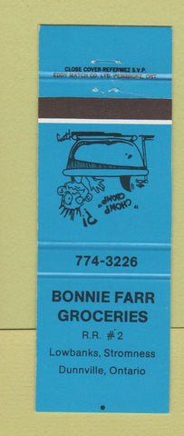 Matchbook Cover - Bonnie Farr Grocery Dunnville ON BLUE