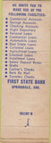 Matchbook Cover - First State Bank Springdale AR