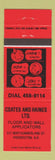 Matchbook Cover - Coates and Haines Floor Wall Applicators Fredericton NB