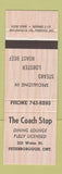 Matchbook Cover - The Caoch Stop Peterborough ON