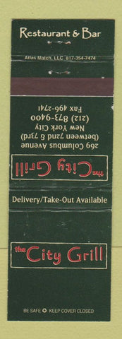 Matchbook Cover - City Grill New York City WEAR