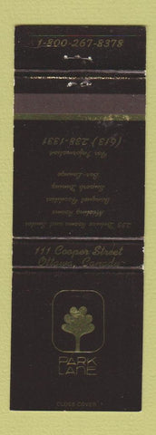 Matchbook Cover - Park Lane Ottawa ON
