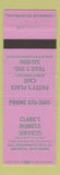 Matchbook Cover Clark's Moneta Services WY Trail's End Saloon Patty's Place Cafe