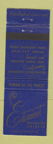 Matchbook Cover - Estaminet Restaurant Burlington ON