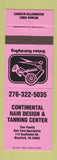 Matchbook Cover - Continental Hair Salon Bluefield VA NEON PINK