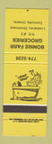 Matchbook Cover - Bonnie Farr Grocery Dunnville ON YELLOW
