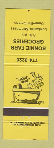 Matchbook Cover - Bonnie Farr Grocery Dunnville ON YELLOW