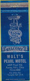 Matchbook Cover - Walt's Pearl Motel Parma Heights OH