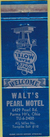 Matchbook Cover - Walt's Pearl Motel Parma Heights OH