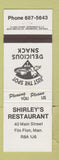 Matchbook Cover - Shirley's Restaurant Flin Flon MB