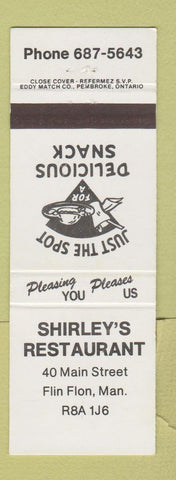 Matchbook Cover - Shirley's Restaurant Flin Flon MB