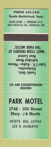 Matchbook Cover - Park Motel North Battleford SK