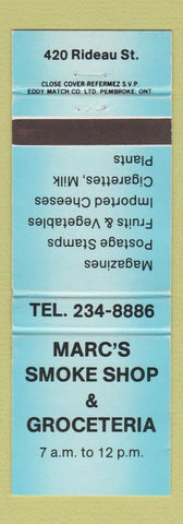 Matchbook Cover - Marc's Smoke Shop Grocery Ottawa ON WEAR