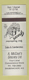Matchbook Cover - A McCoul's Grocery Shubenacadie NS