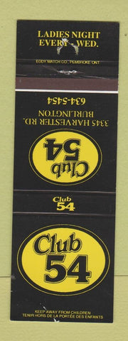 Matchbook Cover - Club 54 Burlington ON WEAR