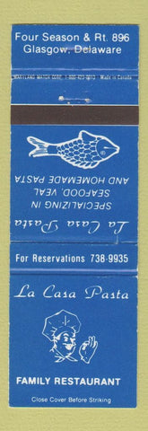Matchbook Cover - La Casa Pasta Restaurant Glasgow DE WEAR