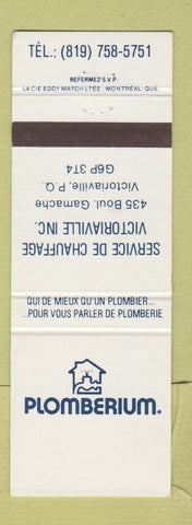 Matchbook Cover - Plomberium Plumbing Victoriaville QC