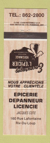 Matchbook Cover - Epicerie Depanneur Riv Du Loup QC Riviere