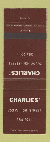 Matchbook Cover - Charlies' New York City?