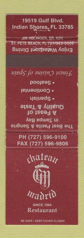 Matchbook Cover - Chateau Madrid Restaurant Indian Shores FL WEAR
