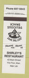 Matchbook Cover - Shirley's Restaurant Flin Flon MB