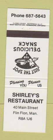 Matchbook Cover - Shirley's Restaurant Flin Flon MB