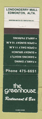 Matchbook Cover - The Greenhouse Restaurant Edmonton AB WEAR