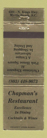 Matchbook Cover - Chapman's Restaurant Myrtle Beach SC