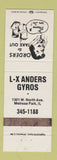 Matchbook Cover - LX Anders Gyros Melrose Park IL WEAR