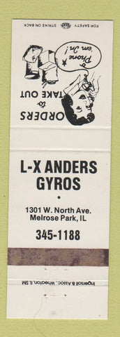 Matchbook Cover - LX Anders Gyros Melrose Park IL WEAR