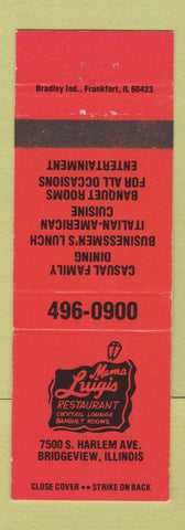 Matchbook Cover - Mama Luigi's Restaurant Italian Bridgeview IL