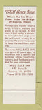 Matchbook Cover - Mill Race Inn Geneva IL