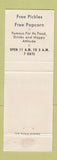 Matchbook Cover - The Pickle Barrel Chicago IL