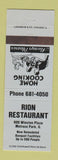 Matchbook Cover - Rion Restaurant Melrose Park IL