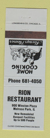 Matchbook Cover - Rion Restaurant Melrose Park IL