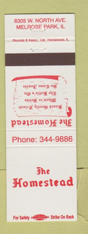 Matchbook Cover - The Homestead Melrose Park IL #2