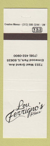Matchbook Cover - Lou Ferrigno's Place Elmwood Park IL