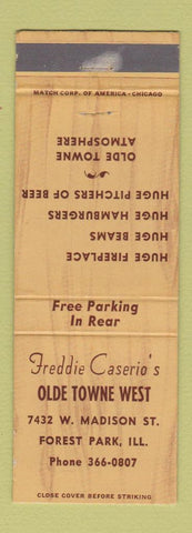 Matchbook Cover - Freddie Caserio's Olde Towne West Forest Park IL