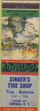 Matchbook Cover - Singer's Tire Shop Catskill NY