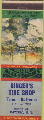 Matchbook Cover - Singer's Tire Shop Catskill NY