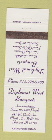 Matchbook Cover - Diplomat West Banquets Elmhurst IL