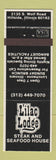 Matchbook Cover - Lilac Lodge Steak Hillside IL