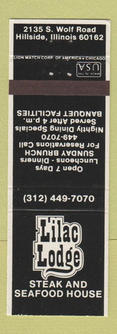 Matchbook Cover - Lilac Lodge Steak Hillside IL
