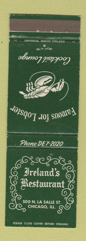 Matchbook Cover - Ireland's Restaurant Chicago IL