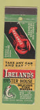 Matchbook Cover - Ireland's Oyster House Chicago IL lobster