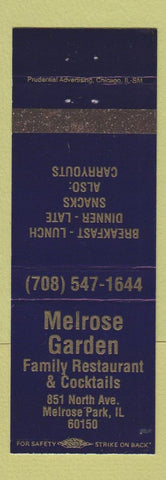 Matchbook Cover - Melrose Gardens Melrose Park IL