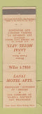 Matchbook Cover - Lanai Motel Apartments San Francisco CA